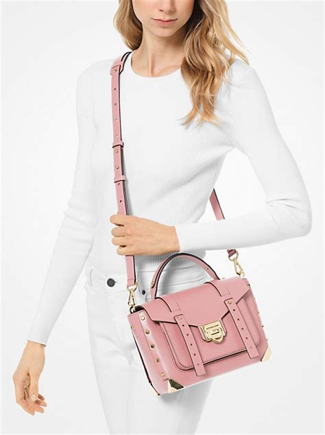 manhattan medium leather satchel michael kors|Michael Kors opened satchel purse.